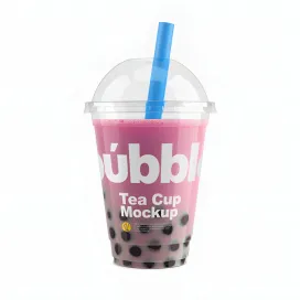 Multicolored bubble tea cup